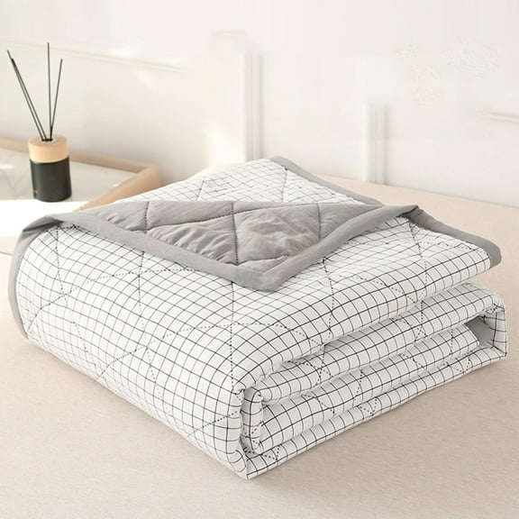 Cotton Summer Quilt,Naked Sleeping Skin-friendly Washed Cotton Refrigerated Comforter Summer Thin Comforter Clearance White