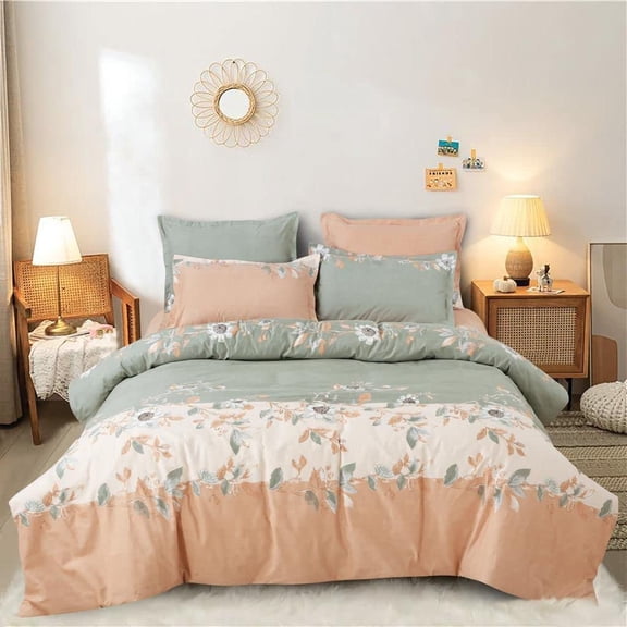 Cotton Super King Size Bedsheet With 2 Large Size Pillow Covers - 108 X 108 Inches, Peach & White | 240 Thread Count Suitable For All Seasons & Easy To Wash