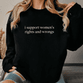 thumbnail image 1 of Cotton "Support Women" graphic text printed Tee T-shirt top Round-neck long-sleeved breathable black S-3XL, 1 of 6