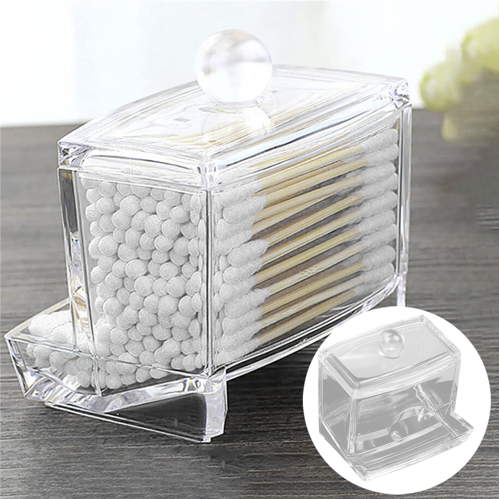 Q Tips Box Cotton Swab Ball Qtip Holder, Acrylic Storage Dispenser for Q Tips ...