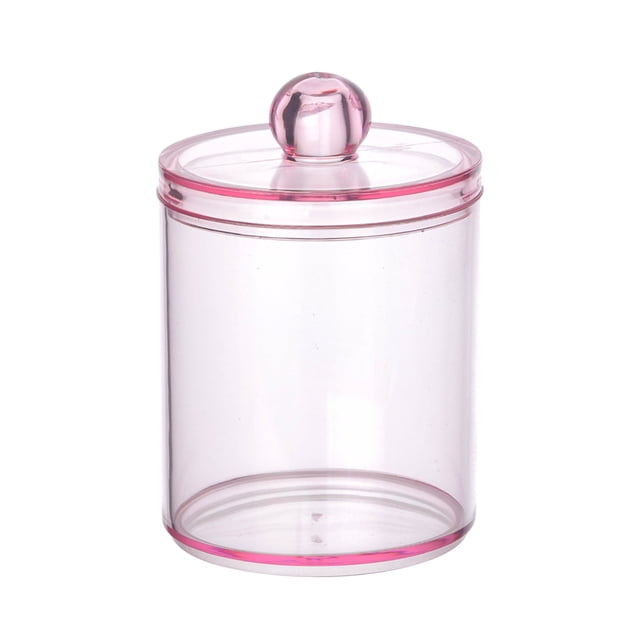 Cotton Swab Dispenser, Bathroom Storage Jar, 10OZ Clear Plastic Container for Cotton Balls And QTips, Removable Acrylic Lid, Compact Portable Organizer for Travel And Home Use