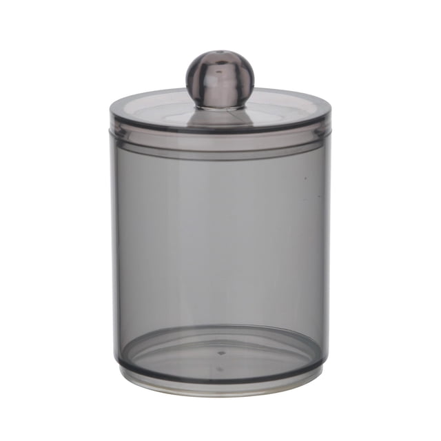 Cotton Swab Dispenser, Bathroom Storage Jar, 10OZ Clear Plastic Container for Cotton Balls And QTips, Removable Acrylic Lid, Compact Portable Organizer for Travel And Home Use