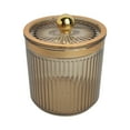 thumbnail image 1 of Cotton Swab Holder, Makeup Cotton Jar, Cotton Swab Container, Round Embossed Glass Cotton Swabs Dispenser with Lid for Bathroom Home Storage Organization, 1 of 7