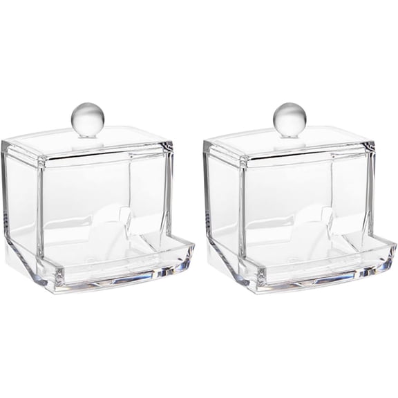 Cotton Swab Holder with Lid, Cotton Ball Swab Storage Box, Clear Jar for Storage, Bathroom Containers Organizer
