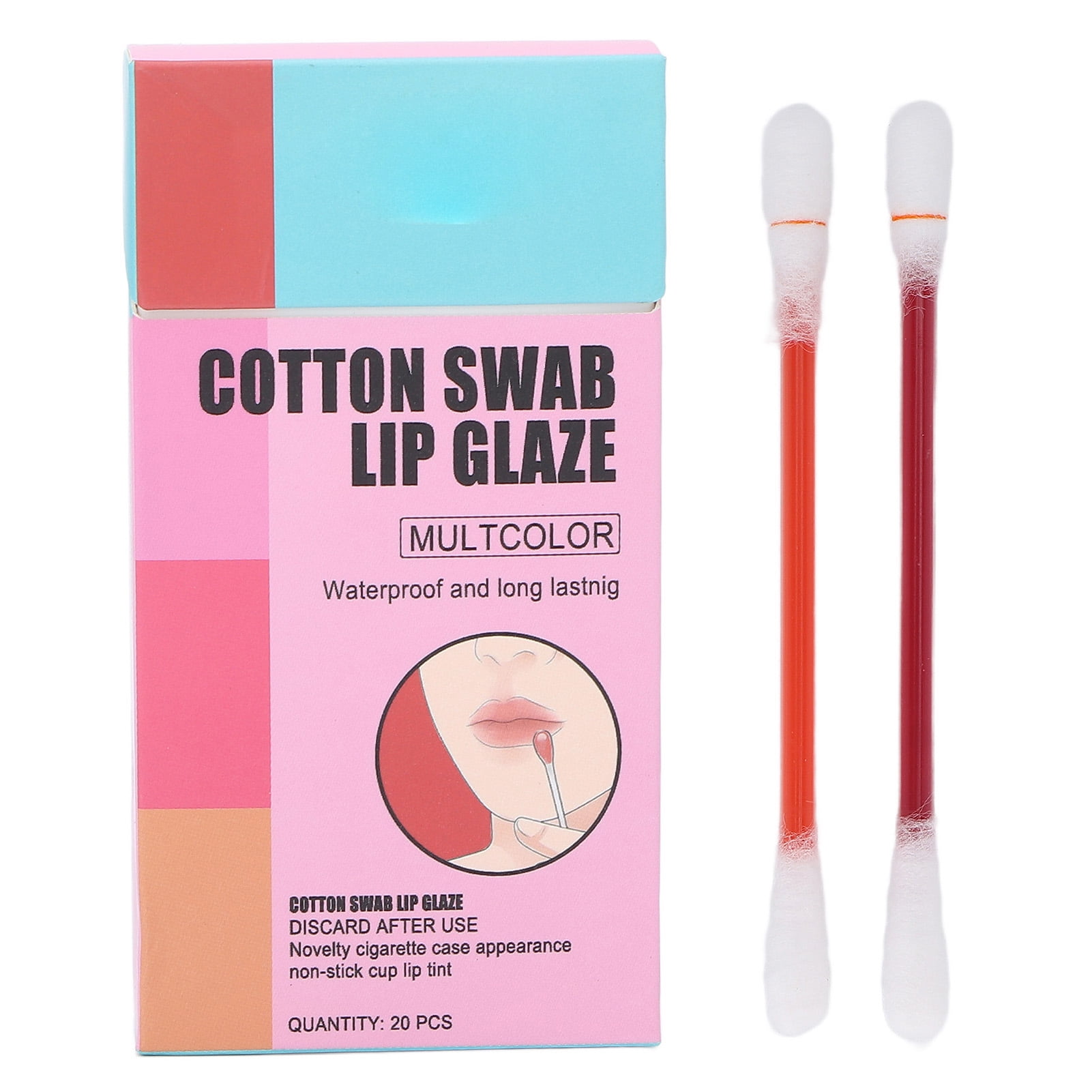 Cotton Swab Lip Glaze, Portable Case Qtips Lip Glaze Moisturizing For