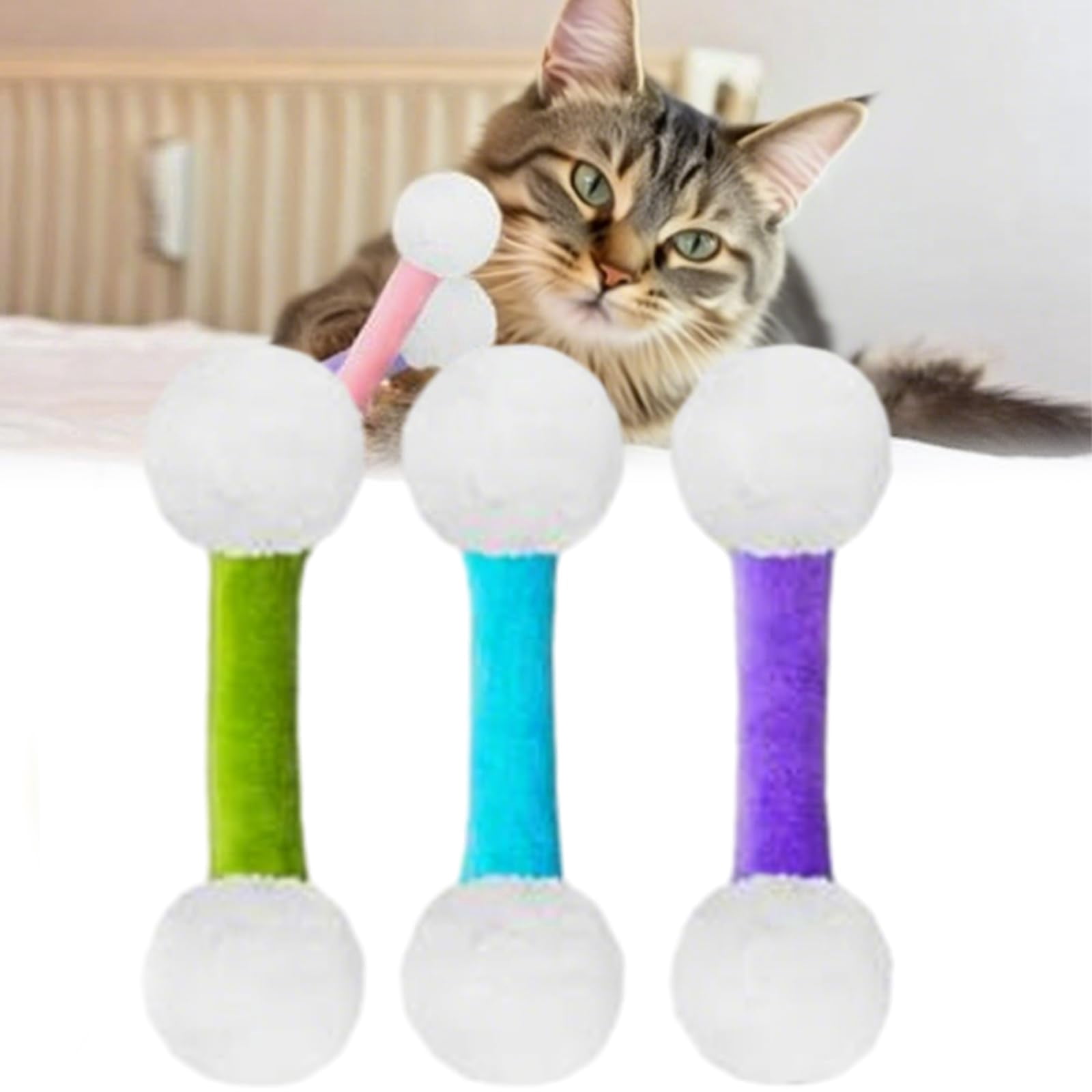 Giant Cotton Swab Shaped Cat Toy, Soft Plush Catnip Kicker Stick, Interactive Kick & Bite Play Toy for Indoor Cats