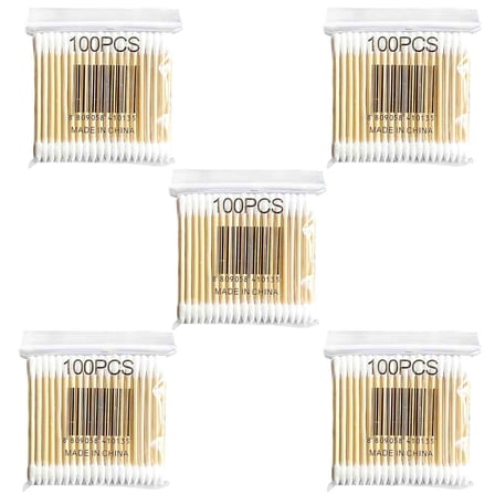 Cotton Swabs 100 Count Double-Tipped Swabs with One Pointed and One Round End Household Cotton Tips for Personal Care First Aid Makeup Removal Crafting and Precision Cleaning