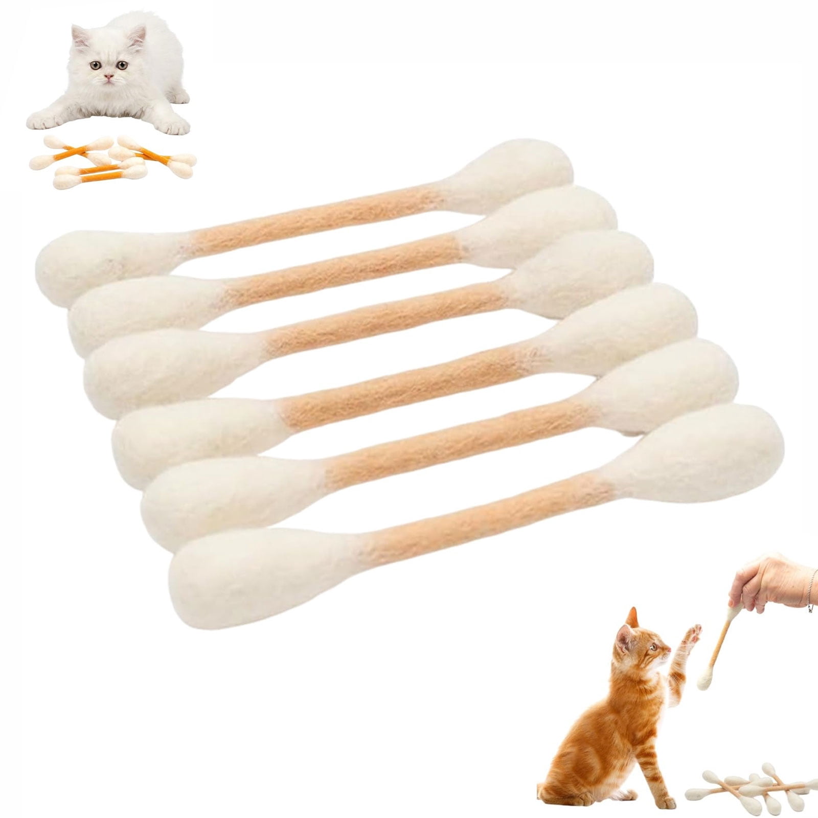 Cotton Swabs Cat Toys with Catnip, 6 Pk Giant Kitten Chew Sticks for Indoor Boredom – Durable Dental Teething Ropes, Big Interactive Felt Kitty Kicker Toy(Primary color1PCS)