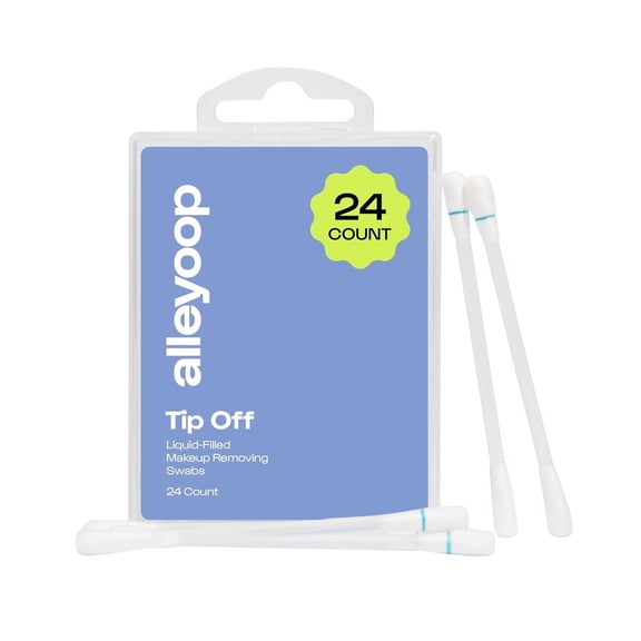 Cotton Swabs for Makeup, Tip Off Liquid-Filled Makeup Removing Swabs (24 Count, 1 Pack) - Easy-To-U & Space Saving Makeup Remover - Disposable Cotton Tips for Eye, Lip, Eyebrow, & Eyeshadow