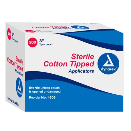 cotton swabs sterile 3 inch 200 pkgs of 2