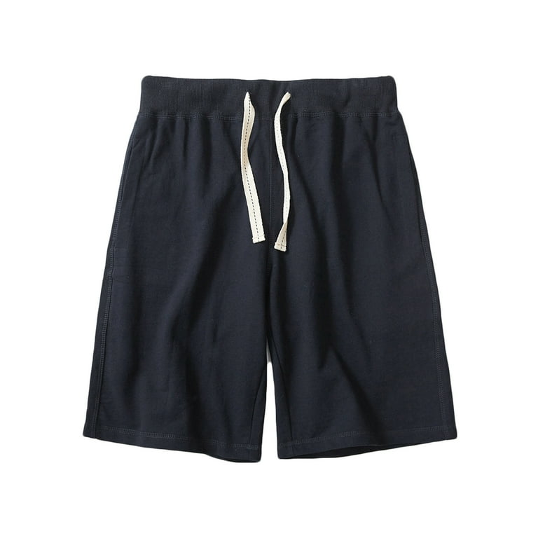 Cotton Sweat Shorts for Men Straight Wide Leg with Pockets
