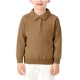 thumbnail image 1 of Cotton Sweaters Girls Boys Comfy Knit Collared Long Sleeve Tops Po-los Solid Casual Spring Fall School Uniform (4 Years, Brown), 1 of 6
