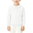 thumbnail image 1 of Cotton Sweaters Girls Boys Comfy Knit Collared Long Sleeve Tops Po-los Solid Casual Spring Fall School Uniform (6 Years, White), 1 of 6