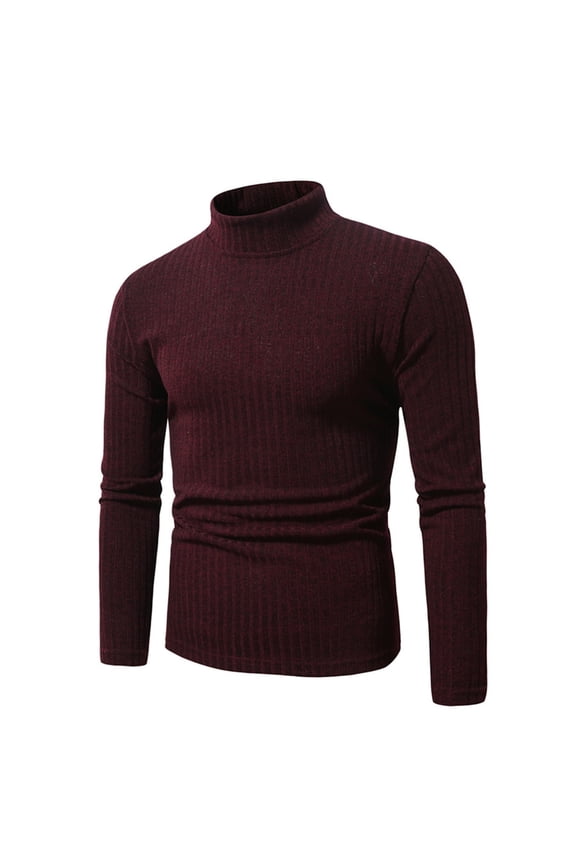 Cotton Sweaters for Men Ribbed Knit Top Turtleneck Soft Comfy Thick Warm Cotton T-Shirts
