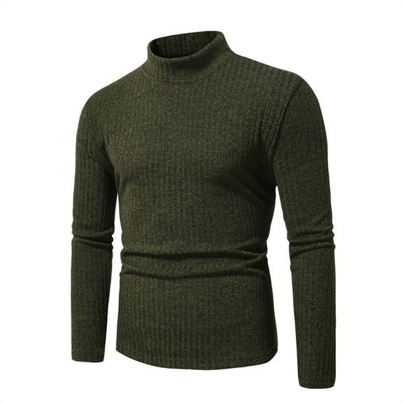 Cotton Sweaters for Men Ribbed Knit Top Turtleneck Soft Comfy Thick Warm Cotton T-Shirts