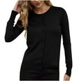 thumbnail image 1 of Cotton Sweaters for Women Button Down Cardigan Long Sleeve Crew Neck Soft Knit Blouses Casual Spring Fall Clothes (XL, Black), 1 of 7