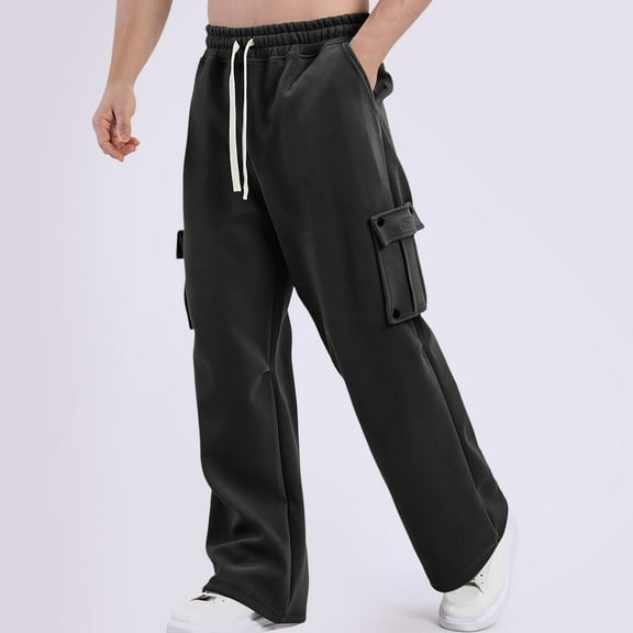 Cotton Sweatpants Joggers for Men Baggy Cargos Black Cargo Mens Sweatpants Casual Lounge Pants Mens Open Bottom Sweatpant Mens Sports Pants