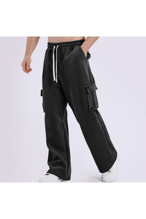 Cotton Sweatpants Joggers for Men Baggy Cargos Black Cargo Mens Sweatpants Casual Lounge Pants Mens Open Bottom Sweatpant Mens Sports Pants