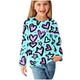 thumbnail image 1 of Cotton Sweatshirt 3y Kids Heart Print Long Sleeve Casual Comfy Sweatshirts 3-13 Years Old Tween Girl Clothes, Blue, 4 Years, 1 of 4