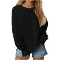 thumbnail image 1 of Cotton Sweatshirt for Womens Ultra Soft Textured Athletic Stretch Pullover Sweater Blouses Crew Neck Tops Long Sleeve Blouse Comfort Casual Sweaters with Thumb Hole, 1 of 6