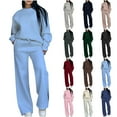 thumbnail image 1 of Cotton Sweatshirt and Pant Sets Womens 2 Piece Wide Leg Tracksuits Loose Casual Plain Pullovers Sports Sweatsuits (XL, Light Blue), 1 of 8