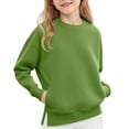 thumbnail image 1 of Cotton Sweatshirts for Girls Crewneck Plain Pullover with Pockets Side Split Hem Casual Long Sleeve Fall Tops (9 Years, Green), 1 of 7