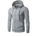 thumbnail image 1 of Cotton Sweatshirts for Men Front Zip Hoodies with Pockets Drawstring Hooded Jacket Coats Fall Winter Sportswear (XL, Gray), 1 of 2