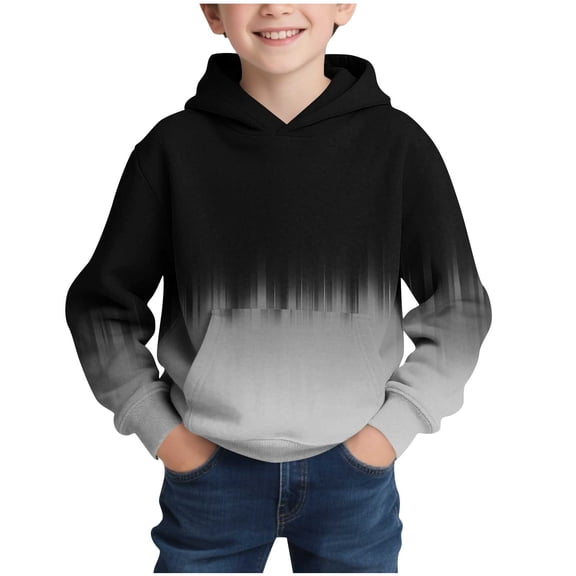 Cotton Sweatshirts for Woman Boys Color Block Hoodies Long Sleeve Hooded Sweatshirts Kids Pullover Tops with Pocket Girl Oversized T-Shirt Gray 7-8Y