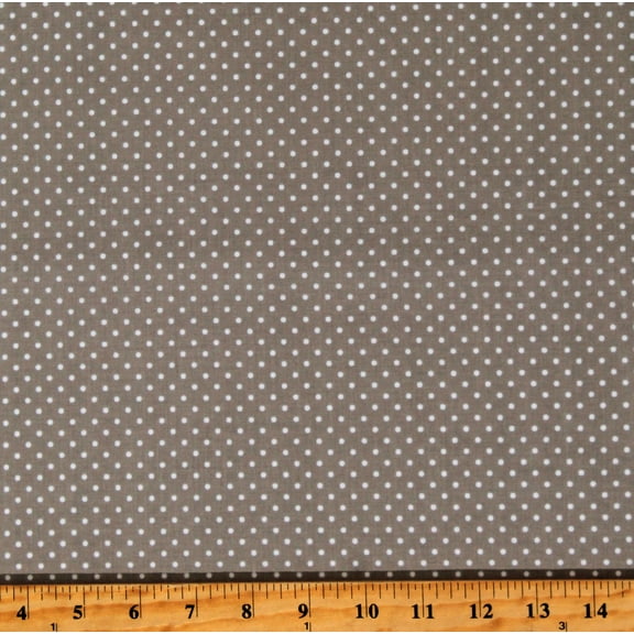 Cotton Swiss Dot Polka Dots Spots Spotted White on Gray Grey Cotton Fabric Print by the Yard (C670-40)