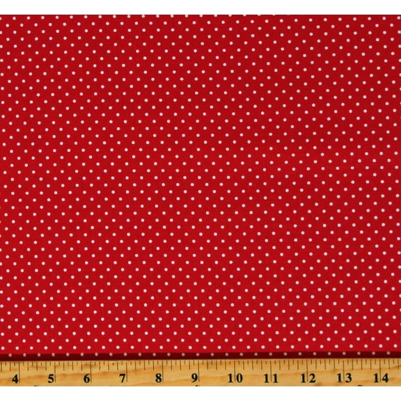 Cotton Swiss Dot Polka Dots Spots Spotted White on Red Cotton Fabric Print by the Yard (C670-80)