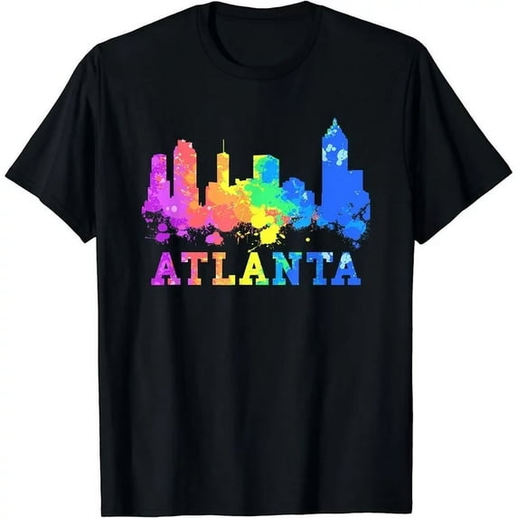Cotton T-Shirt Atlanta Georgia Skyline Watercolor Art Souvenirs Gifts T Shirt