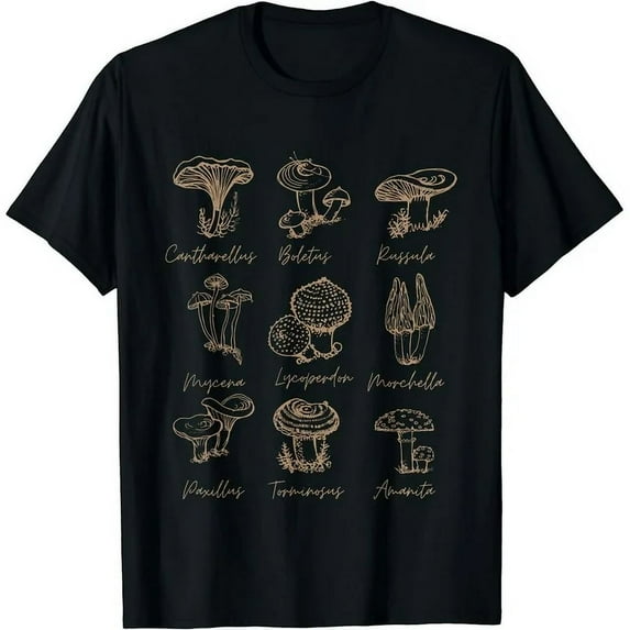 Cotton T-Shirt Fungi Mushroom Lover Shirt Mycology Vintage Goth Style T Shirt