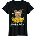 thumbnail image 1 of Cotton T-Shirt Womens Sunflower Yorkie Mom Dog Lover T Shirt, 1 of 3