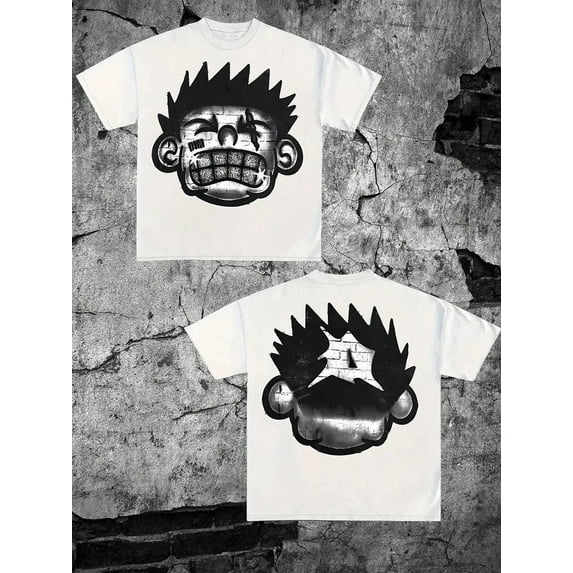 Cotton T-Shirt) Y2K Street Style Printed Short-Sleeved T-Shirt. Men's Summer Round Neck Short Sleeve T-Shirt, Fashion Printed T-Shirt S-5XL size