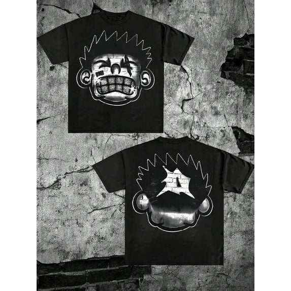 Cotton T-Shirt) Y2K Street Style Printed Short-Sleeved T-Shirt. Men's Summer Round Neck Short Sleeve T-Shirt, Fashion Printed T-Shirt S-5XL size