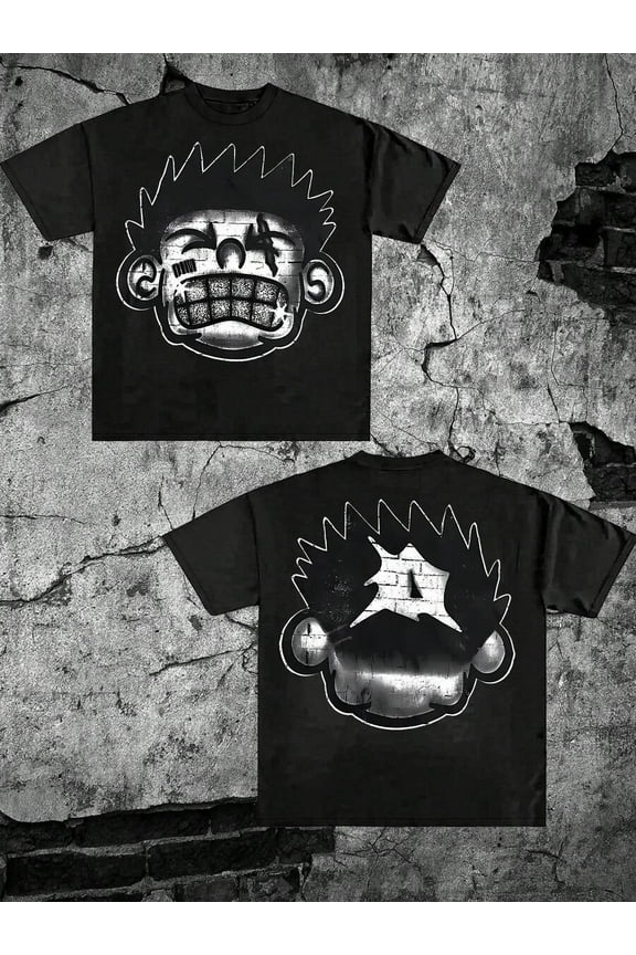 Cotton T-Shirt) Y2K Street Style Printed Short-Sleeved T-Shirt. Men's Summer Round Neck Short Sleeve T-Shirt, Fashion Printed T-Shirt S-5XL size