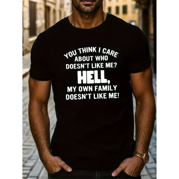 Cotton T-Shirt for Men Graphic Tees For Men Letter Printed Boys T-Shirt Funny Shirt Black D L