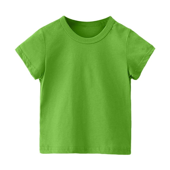 Cotton T-Shirt for Toddler Boys Girls Crew Neck Short Sleeve Baisc Tee Casual Loose Fit Solid Color Tops (12-18 Months, Green)