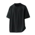 thumbnail image 1 of Cotton T-Shirts for Men Ribbed Knit Loose Fit Short Sleeve Workout Tops Sports Casual Crewneck Basic Tees (4XL, Black), 1 of 3