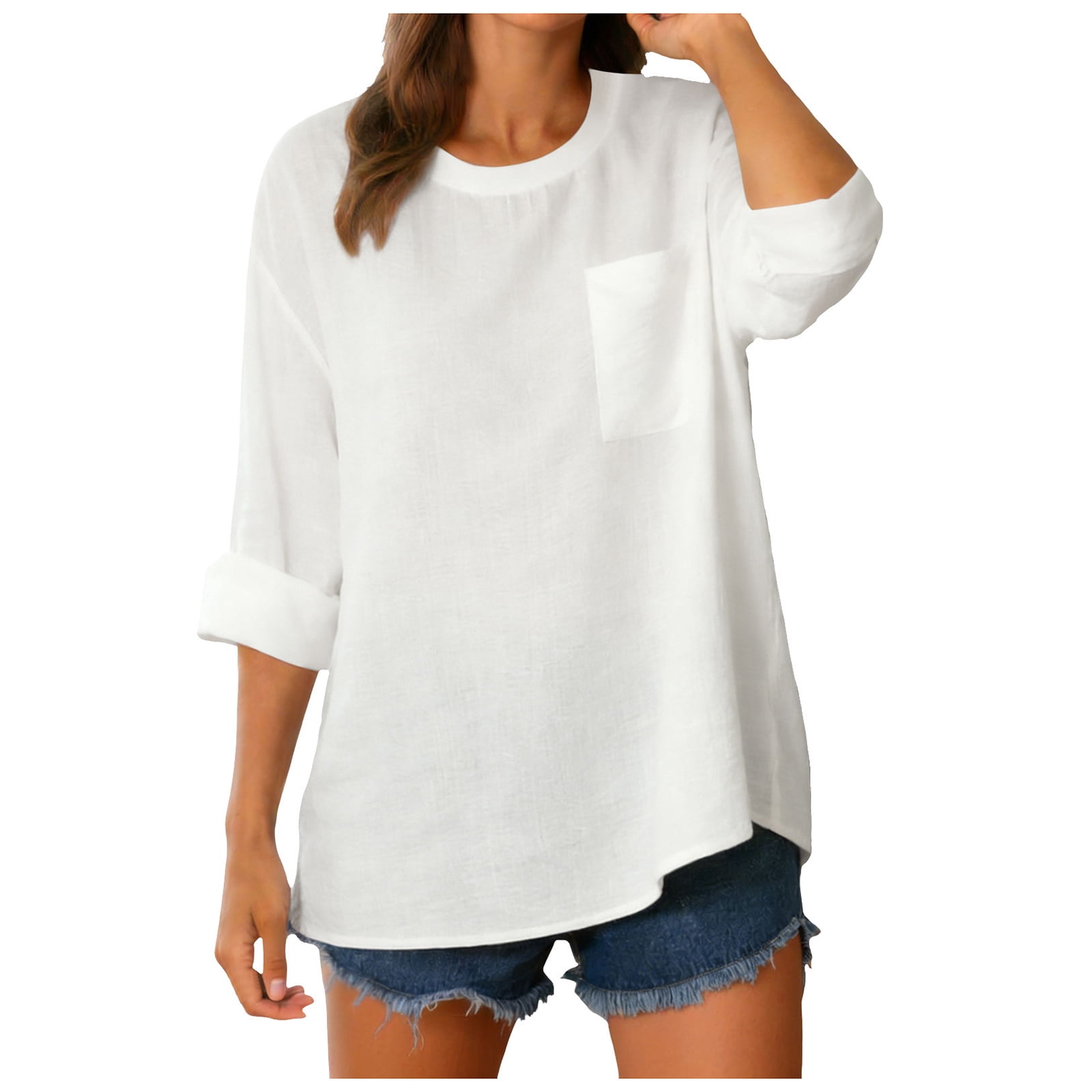 Cotton T Shirts for Women Loose Fit Casual Crewneck Basic Tee Tshirts ...