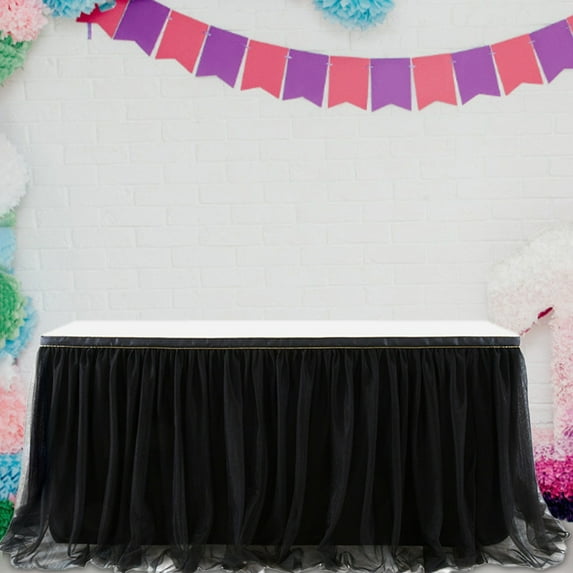 Cotton Table Cloth Nylon, Table Cloth 1Pc Table Skirt (Black-One Size)
