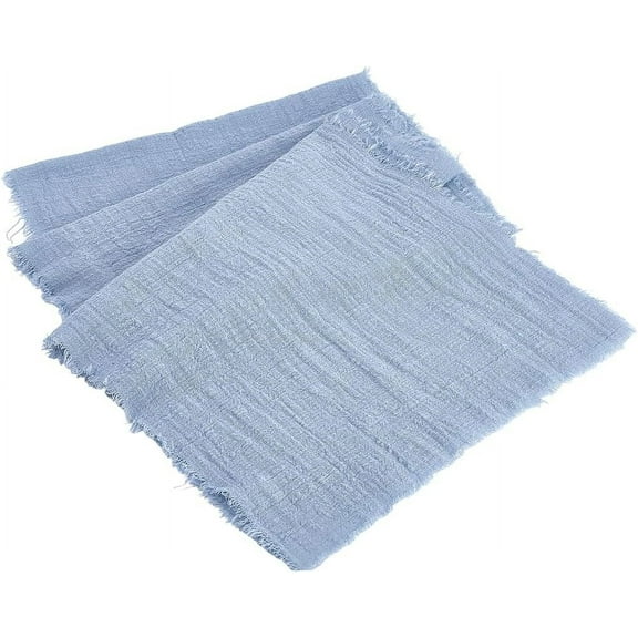 Cotton Table Runners 72x13 Inch Long Sky Blue Rustic Slub Linen Table Cloth Machine Washable Farmhouse Durable Boho Dining Table Decor for Home Living Room Kitchen Coffee Party Decoration Blue