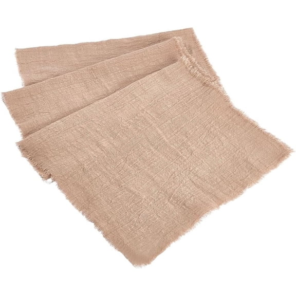 Cotton Table Runners 72x13 Inch Long Tan Rustic Slub Linen Table Cloth Machine Washable Farmhouse Durable Boho Dining Table Decor for DIY Making