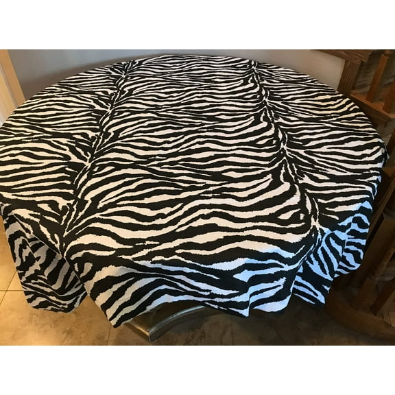 Cotton Tablecloth Animal Print Zebra Stripes Black