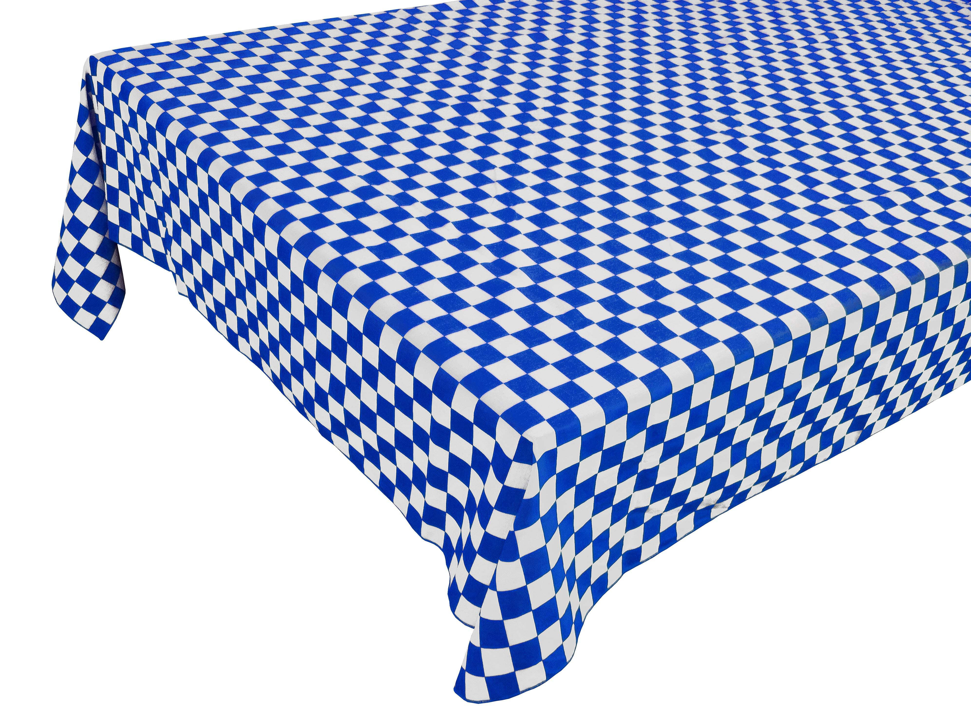 Cotton Tablecloth Checkered Print / 1 Inch Racecar Checkerboard Blue ...