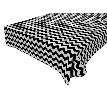 Cotton Tablecloth Chevron Zig Zag Print Black