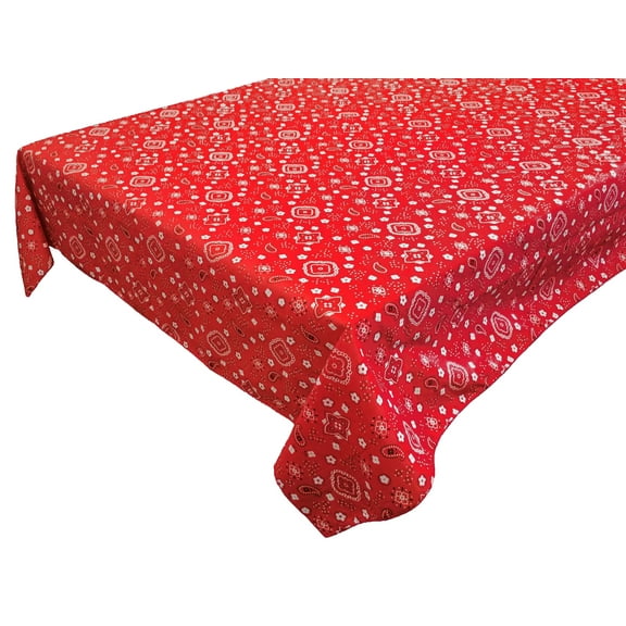 Cotton Tablecloth Floral Print Paisley Bandanna Red