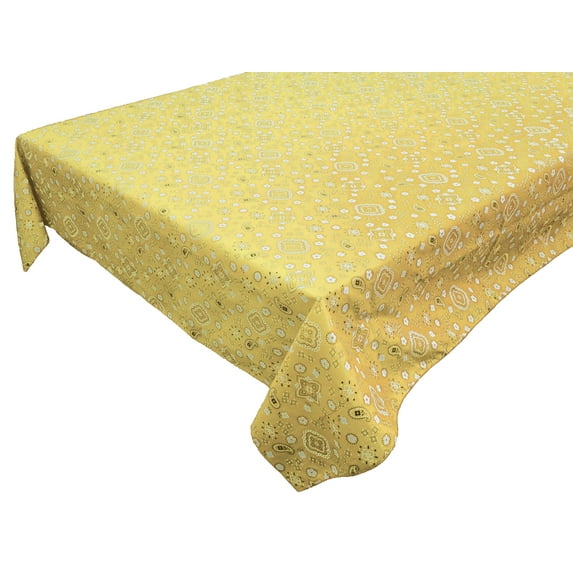 Cotton Tablecloth Floral Print Paisley Bandanna Yellow
