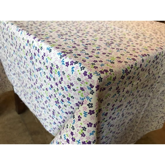 Cotton Tablecloth Floral Print Small Flowers Allover Purple