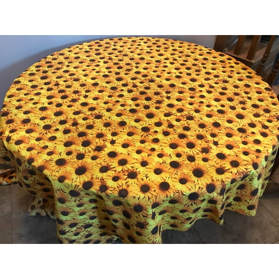 Cotton Tablecloth Floral Print Sunflowers Allover